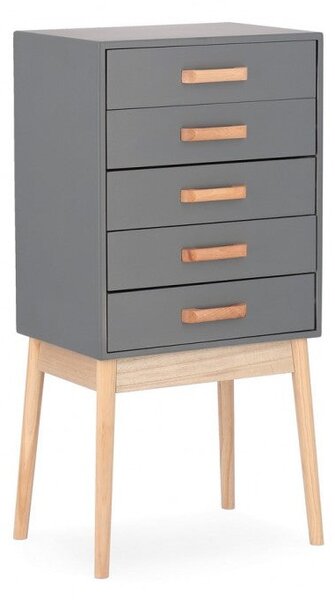 Cassettiera 5 Cassetti 43x30x88 cm Ordinary in Legno Grigio
