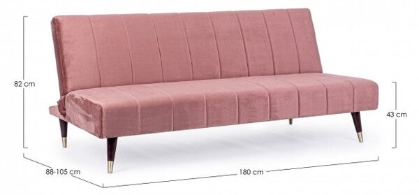 Divano Letto 3 Posti 180x88x82 cm Alma in Velluto