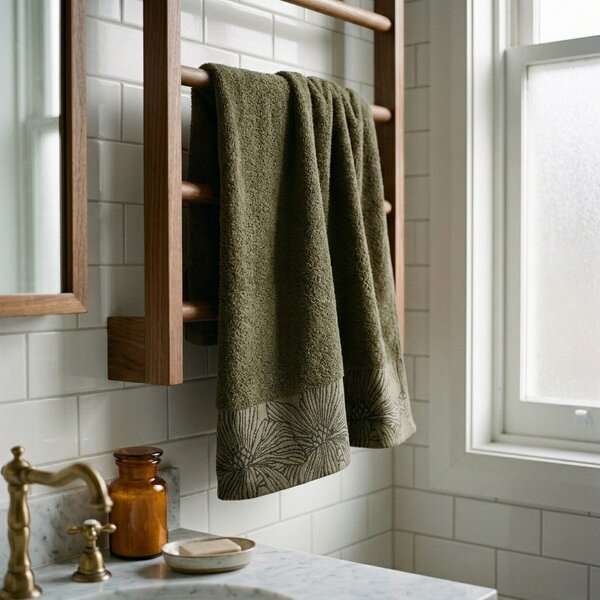 Asciugamano tipo terry verde scuro in cotone 70x140 cm Valencia – My House