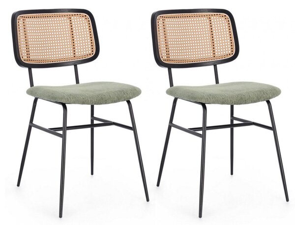 Set 2 Sedie 45x59x80,5 cm Sienna in Tessuto Verde