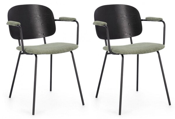 Set 2 Sedie 57x60x80 cm Sienna in Tessuto Verde