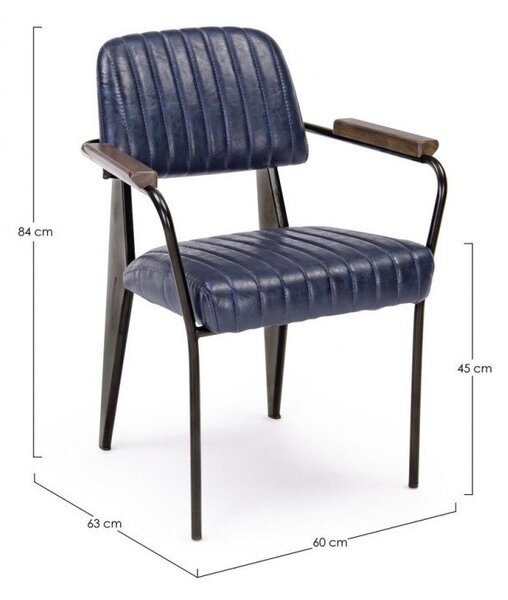 Set 2 Sedie Imbottite 60x63x81 cm Nelly in Ecopelle Blu Vintage