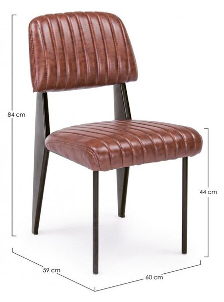 Set 2 Sedie Imbottite 60x59x81 cm Nelly in Ecopelle Arancio Scuro Vintage