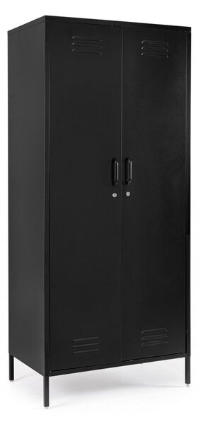 Armadio 2 Ante 50x80x185 cm Cambridge in Acciaio Nero