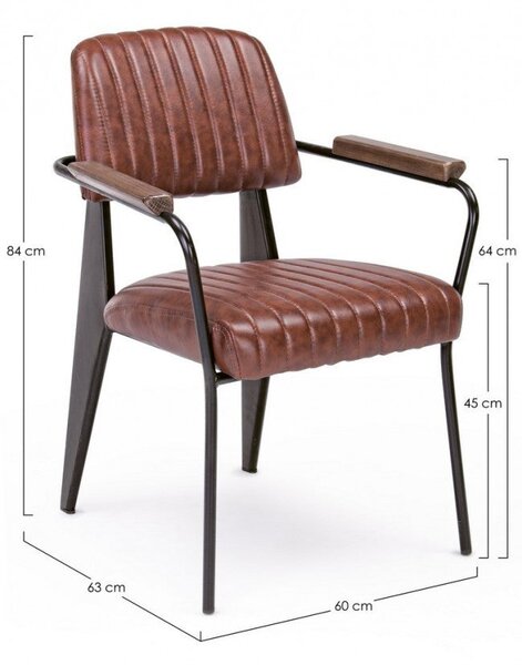 Set 2 Sedie Imbottite 60x63x81 cm Nelly in Ecopelle Arancio Scuro Vintage