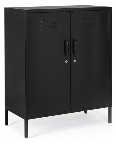Mobile Basso 2 Ante 40x80x101,5 cm Cambridge in Acciaio Nero