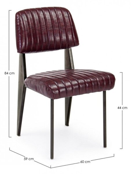 Set 2 Sedie Imbottite 60x59x81 cm Nelly in Ecopelle Bordeaux Vintage