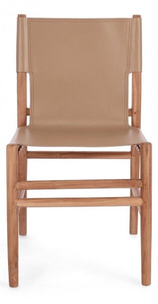 Set 2 Sedie 48x58x85 cm Caroline in Pelle Tortora