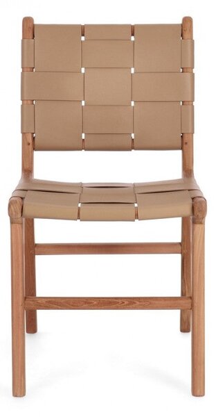 Set 2 Sedie 46x59x85 cm Caroline in Pelle Tortora