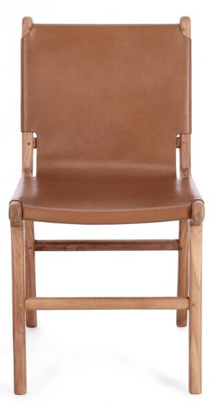 Set 2 Sedie 46x59x85 cm Caroline in Pelle Cognac