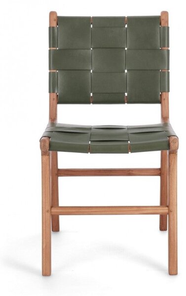 Set 2 Sedie 46x59x85 cm Caroline in Pelle Verde