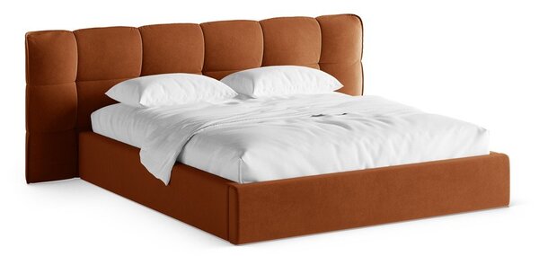 Letto matrimoniale imbottito color terracotta con contenitore con rete inclusa 140x200 cm Eric – Micadoni
