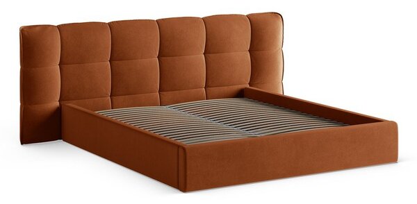 Letto matrimoniale imbottito color terracotta con contenitore con rete inclusa 140x200 cm Eric – Micadoni