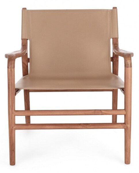 Poltrona Soggiorno 70x72x79 cm Caroline in Pelle Tortora