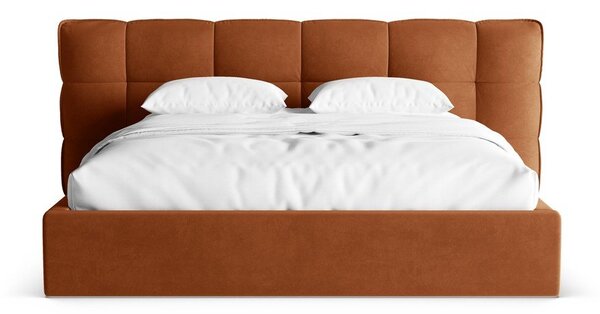 Letto matrimoniale imbottito color terracotta con contenitore con rete inclusa 140x200 cm Eric – Micadoni
