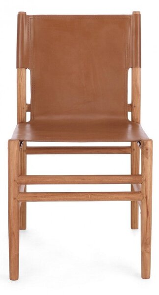 Set 2 Sedie 48x58x85 cm Caroline in Pelle Cognac