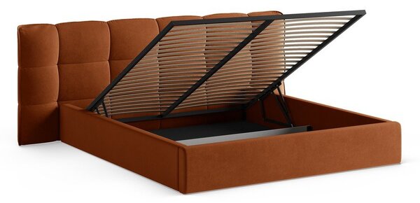 Letto matrimoniale imbottito color terracotta con contenitore con rete inclusa 140x200 cm Eric – Micadoni