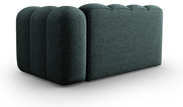 Chaise longue turchese (con penisola a destra) con rivestimento in ciniglia Lupine – Micadoni