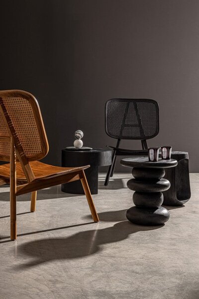 Tavolino Ø 40x45 cm Caffèblack in Legno Black