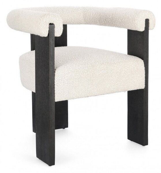 Sedia 70x60x71 cm Agape in Bouclè Nero/Naturale