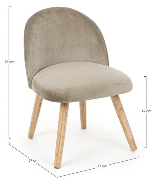 Set 2 Poltroncine 47x57x76 cm Adeline in Velluto Tortora