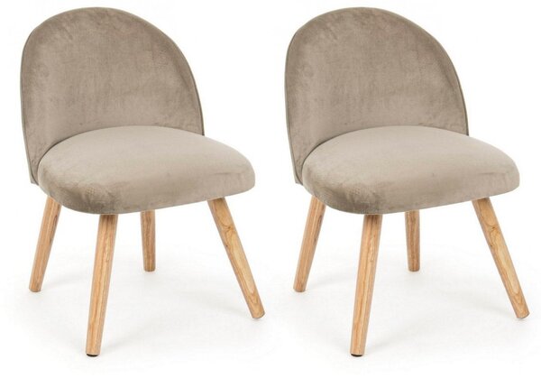 Set 2 Poltroncine 47x57x76 cm Adeline in Velluto Tortora