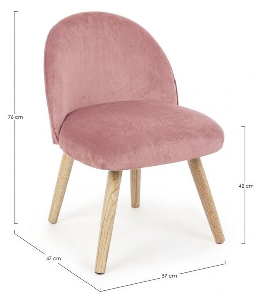 Set 2 Poltroncine 47x57x76 cm Adeline in Velluto Rosa Antico