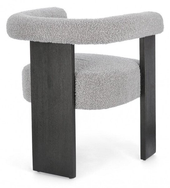 Sedia 70x60x71 cm Agape in Bouclè Nero/Grigio