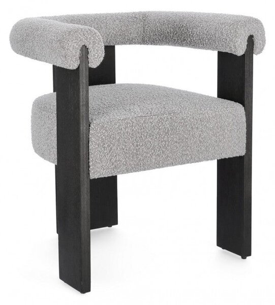 Sedia 70x60x71 cm Agape in Bouclè Nero/Grigio