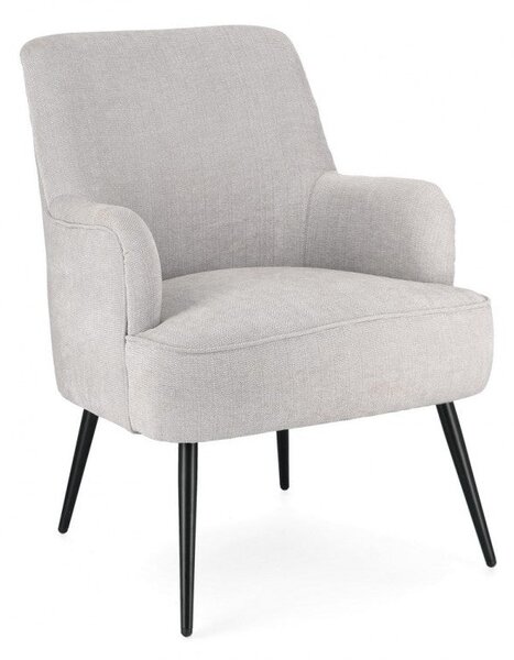 Poltrona Soggiorno 60x67x79 cm Adeline in Tessuto Grigio Chiaro