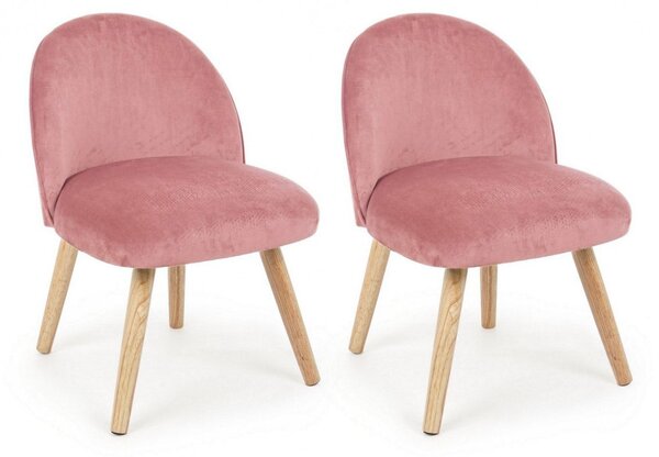 Set 2 Poltroncine 47x57x76 cm Adeline in Velluto Rosa Antico