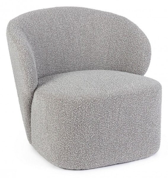 Poltrona Soggiorno 79,5x75,5x72 cm Babila in Bouclè Grigio