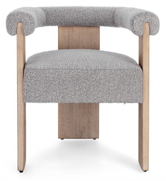 Sedia 70x60x71 cm Agape in Bouclè Naturale/Grigio