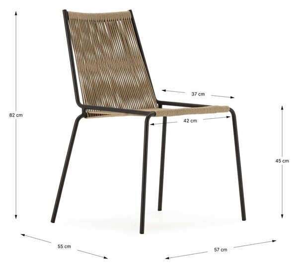 Sedie da pranzo in set beige in metallo impilabili 2 pz Emily – Marckeric