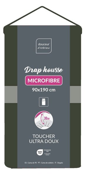 Lenzuolo con angoli color kaki in microfibra 90x190 cm Oscar – douceur d'intérieur