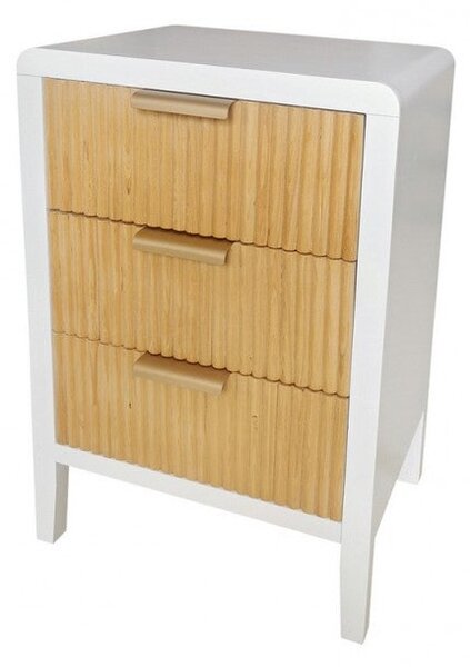 Cassettiera 3 Cassetti 40x30x62 cm Charley in Legno Bianco Nat