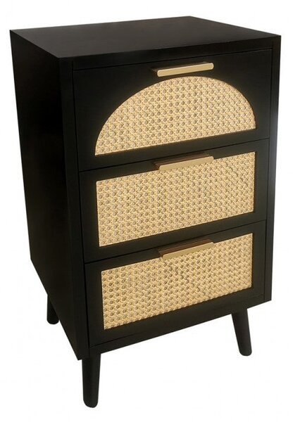 Cassettiera 3 Cassetti 45x30x73 cm Josine in Legno Nero