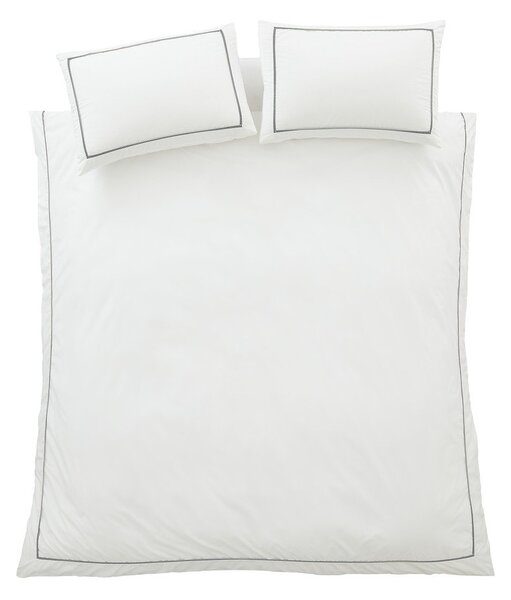 Set copripiumino e federa bianco in percalle di cotone per letto singolo 135x200 cm Contrast Trim – Bianca