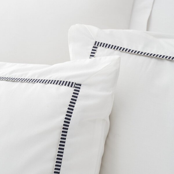 Set copripiumino e federa bianco in percalle di cotone per letto singolo 135x200 cm Contrast Trim – Bianca