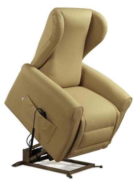 Poltrona Alzapersona Elettrica 2 Motori 90x100x90 cm Sofa in Microfibra Dispositivo Medico 1 Cammello