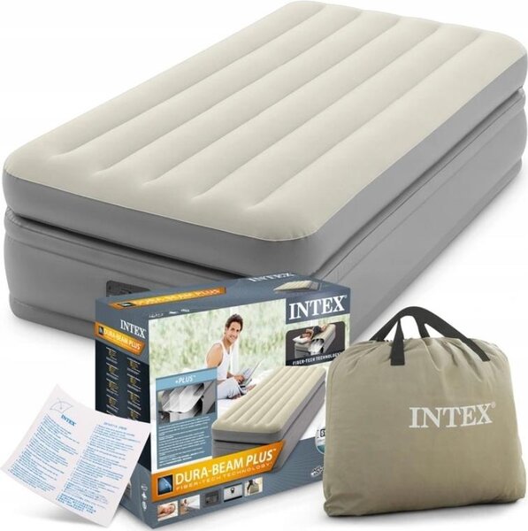 Materasso ad aria - Intex Prime Comfort - 1 persona - 99x191x51 cm (LxLxA) - Grigio - Con pompa a motore incorporata