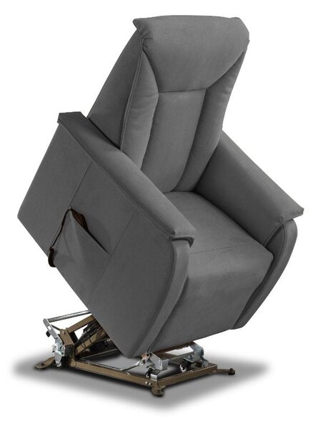 Poltrona Alzapersona Elettrica 2 Motori 82x108x84 cm Baila in Microfibra Dispositivo Medico 1 Grigio Scuro