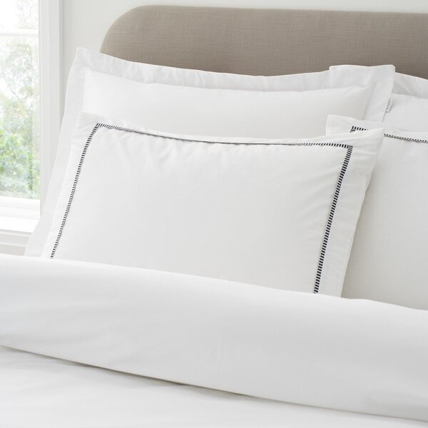 Set copripiumino e federa bianco in percalle di cotone per letto singolo 135x200 cm Contrast Trim – Bianca