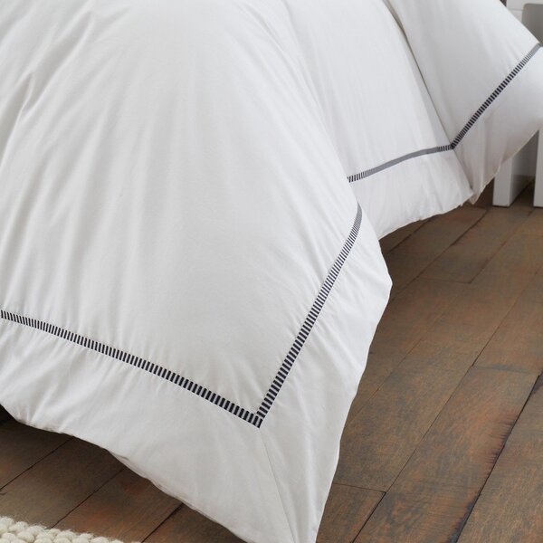 Set copripiumino e federa bianco in percalle di cotone per letto singolo 135x200 cm Contrast Trim – Bianca