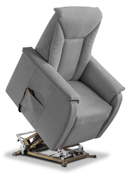 Poltrona Alzapersona Elettrica 2 Motori 82x108x84 cm Baila in Microfibra Dispositivo Medico 1 Grigio Chiaro