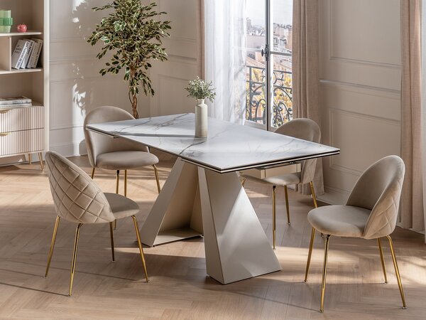 Lotto di 2 sedie in Velluto e Metallo Dorato Beige - MELBOURNE