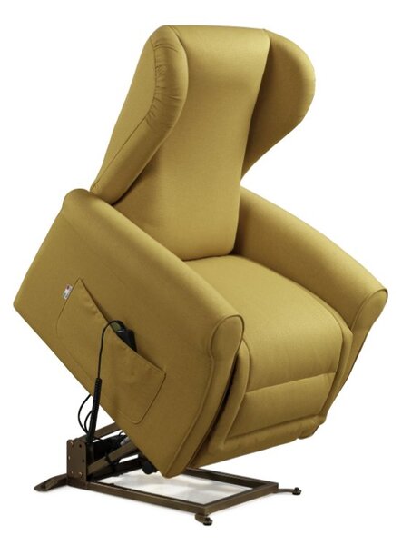 Poltrona Alzapersona Elettrica 2 Motori 90x100x90 cm Sofa in Microfibra Dispositivo Medico 1 Mostarda