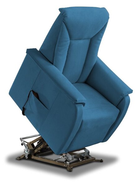 Poltrona Alzapersona Elettrica 2 Motori 82x108x84 cm Baila in Microfibra Dispositivo Medico 1 Celeste