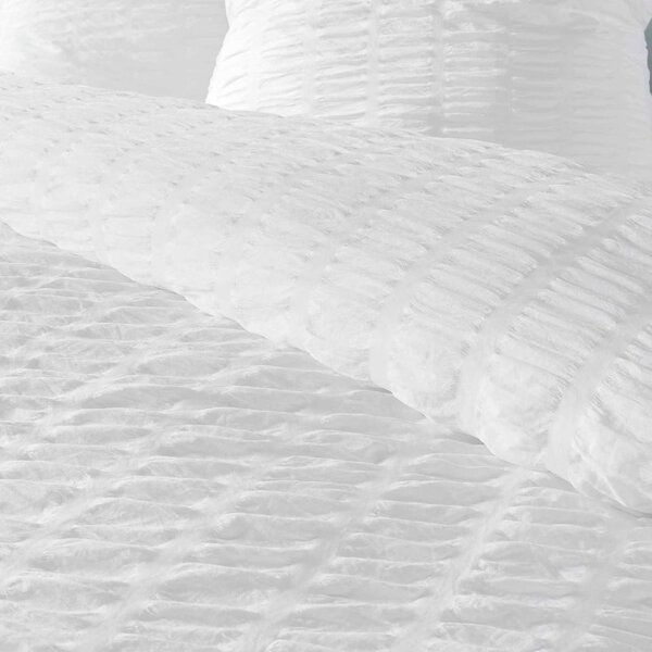 Set copripiumino e federa bianco in crêpe per letto singolo 140x200 cm Plissia – douceur d'intérieur