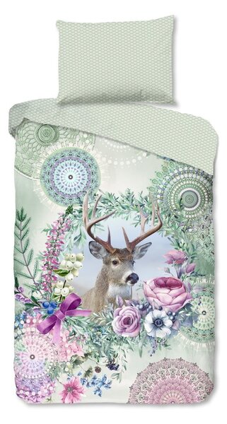 Biancheria da letto verde in flanella per letto singolo 140x200 cm Romini – HIP